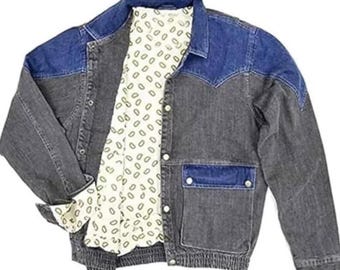 Back To Future Marty-McFly Grey Denim Jacket For Mens-Retro Vintage Mcfly Jean Jacket