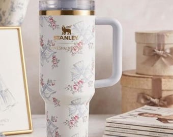 Stanley water Tumbler Love Shack Fancy 40oz Holiday Rosa Beaux Blue Gift Box Cup