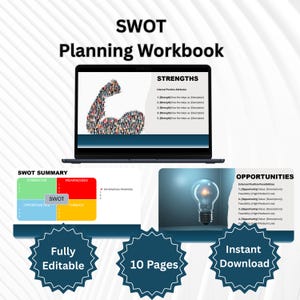 SWOT Analysis Template | Strategic Planning Framework | Business Strategy Tool | PowerPoint | Instant Download