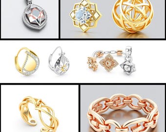 Servicio de diseño CAD de joyería personalizada / Archivo STL 3D para impresión y fundición (Servicio digital)