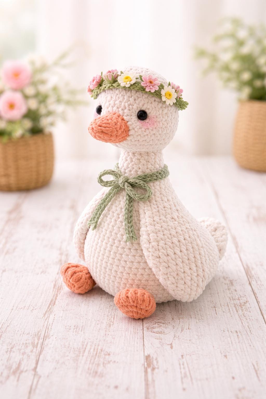 Goose Crochet Pattern Plush Chenille Amigurumi Toy