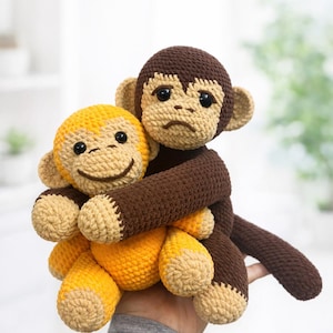 Viral Punch Monkey Crochet Pattern PDF – Hugging Monkey & Friend  Tutorial