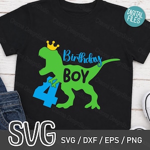 Four Rex Dinosaur Birthday Boy SVG (Digital Download)