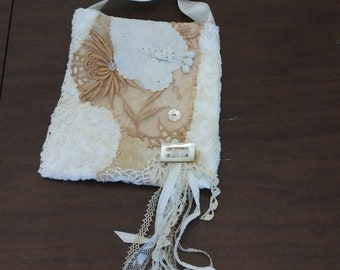 Cross body cell bag purse antique lace buttons