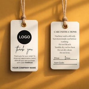 Editable Price Tag Template, Minimalist Business Hang Tag (Canva Downloadable PDF File 2x3.5 inches )