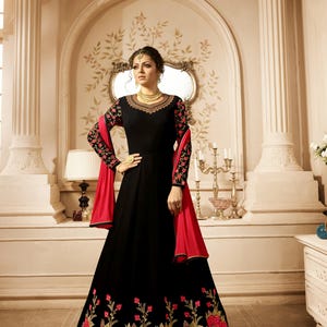 black and red anarkali dress Buy Black Summer Dress A Line Anarkali Kurti Palazzo Set Traditional Red  Bandhej Dupatta, Elegant Flared Kurta Sets Women, Plus Size Upto 7XL Online  in India