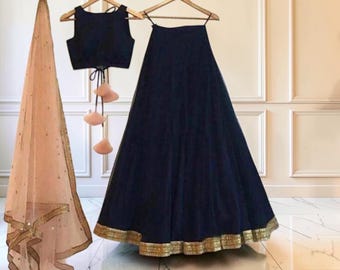 Black Silk Lehenga Choli With Dupatta, Tapeta Silk Party Wear Lehenga, Soft Net Dupatta, Designer Indian Ethnic Wedding Outfit