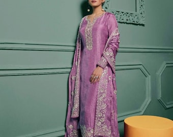 Pure Georgette Sharara Set: Mirror Embroidery, Crystal Detailing, Dance Outfit