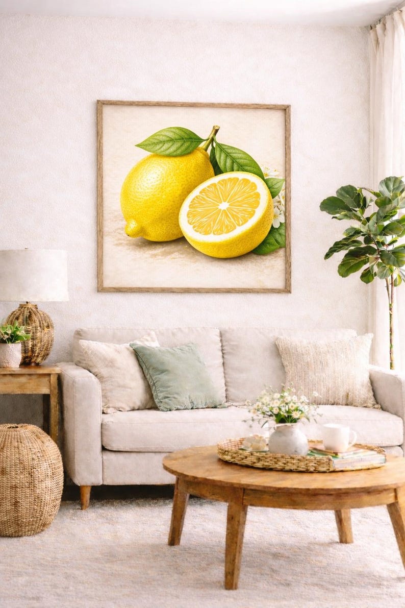 Watercolor Lemon Wall Art Printable, Citrus Kitchen Decor, Lemon Print ...