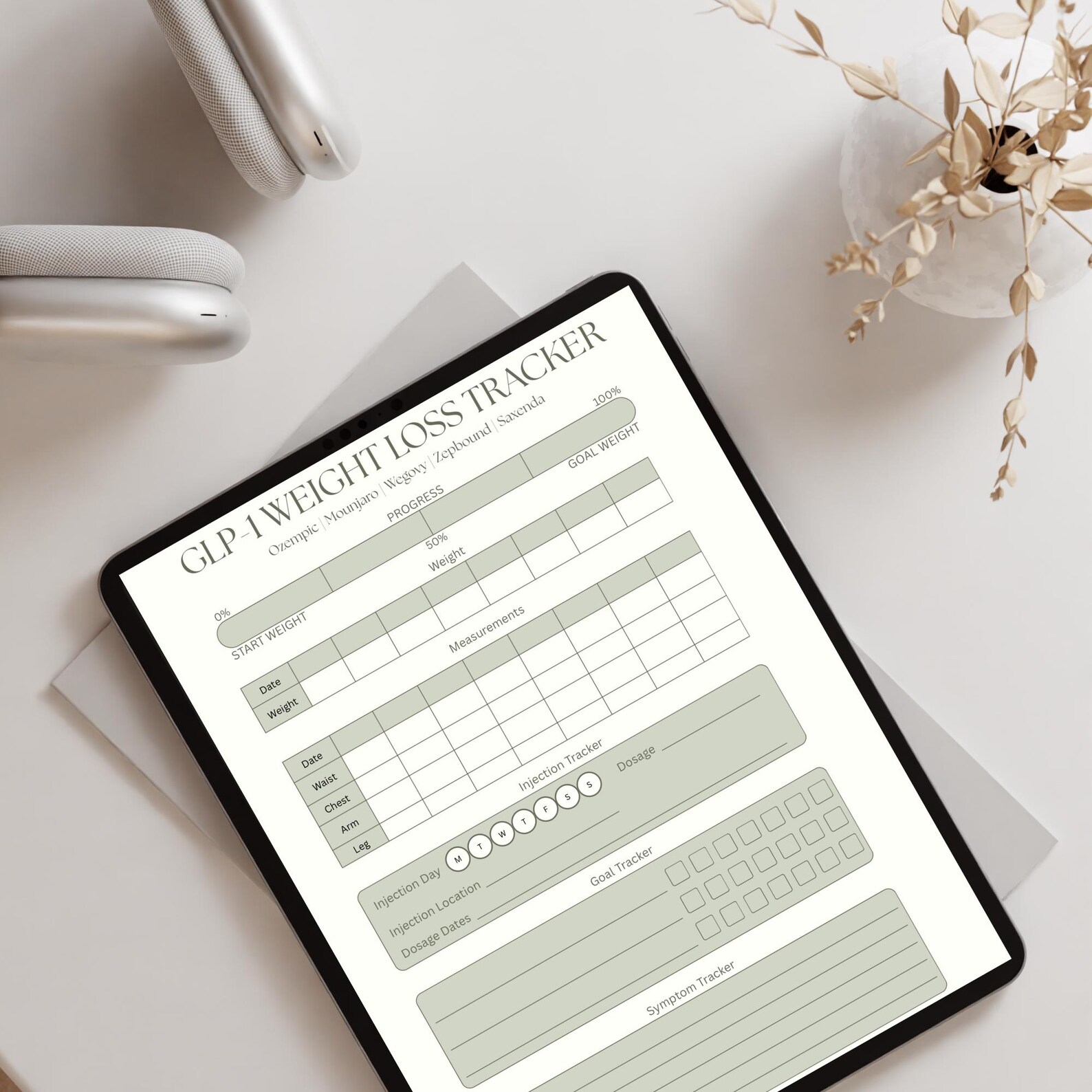 GLP-1 Weight Loss Tracker Printable | Injection & Symptom Tracker | One ...