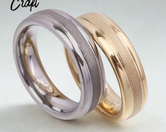 Matte Gold Tungsten Wedding Band – Classic Engagement Promise Ring