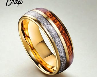 Tungsten Sapele Wood Ring: Couples Engagement Wedding Band Accessory