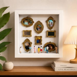 DIY Mini Museum Silhouette Box Kit, Gold Frames & Figurines ,Valentines Gift
