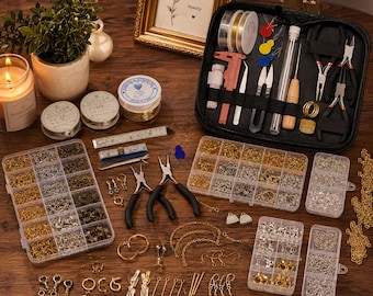 Jewelry Making Kit with Pliers, Findings & Repair Tools, DIY Jewelry Supplies Set, Earring Necklace Bracelet Making Kit, Craft Gift