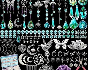 420-Piece Suncatcher Making Kit, Crystal Pendants, Chains & Hooks