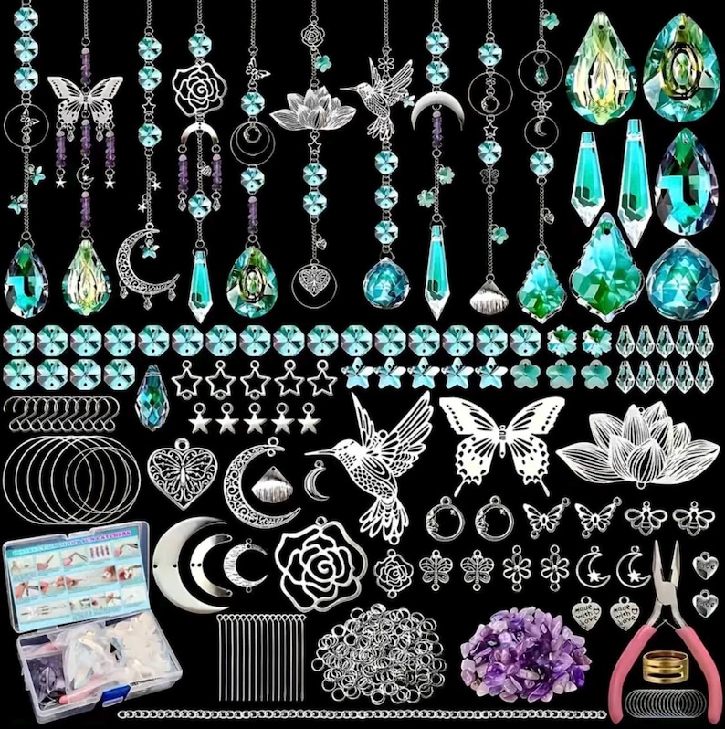 420-Piece Suncatcher Making Kit, Crystal Pendants, Chains & Hooks image 2