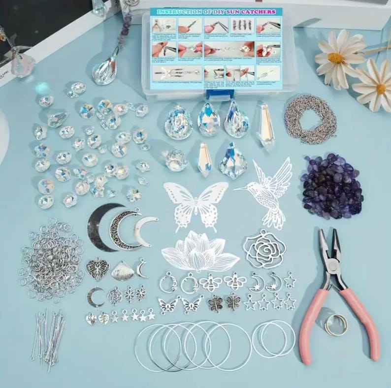 420-Piece Suncatcher Making Kit, Crystal Pendants, Chains & Hooks image 6