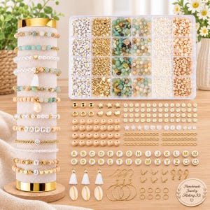 Naturl Bead Stone Jewelry Making Kit, Letter Beads, DIY Craft Set, Bracelets Earring Necklaces