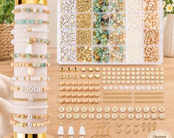 Kit de fabrication de bijoux en pierre naturelle, perles lettres, ensemble de créations maison, bracelets boucles d'oreilles colliers