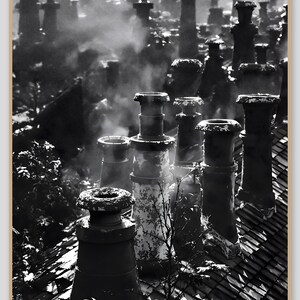 Chimney Pots Print, Architecture Print, Black and White Style (Digital Download)