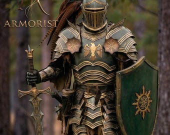 Mörka Elvenriddarrustning - Fantasy Knight Cosplay - Bärbar Barbuta Tempelriddarrustning Cosplay & Rollspelskostym