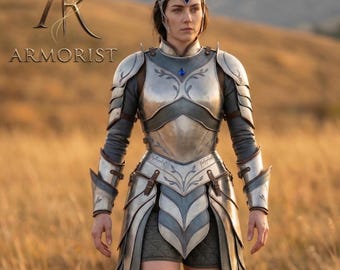 Elvdrottning Fantasy Rustning Set för Kvinnor | Tallrik Kvinnlig Rustning | Kvinnlig Riddare Cosplay, LARP, Renässansmässa