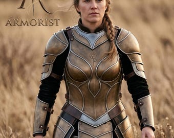 Medeltida riddare kvinnlig plåtrustning set | Damrustning set l Cosplay och lajvkostym l Paladinrustning
