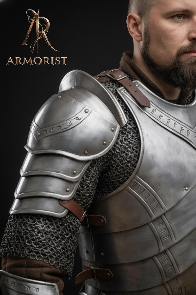 Dvärgstålplåtsrustning - Graverad krigarkostym - Komplett medeltida fantasyset för lajv och cosplay - Anpassad riddarrustning bild 4