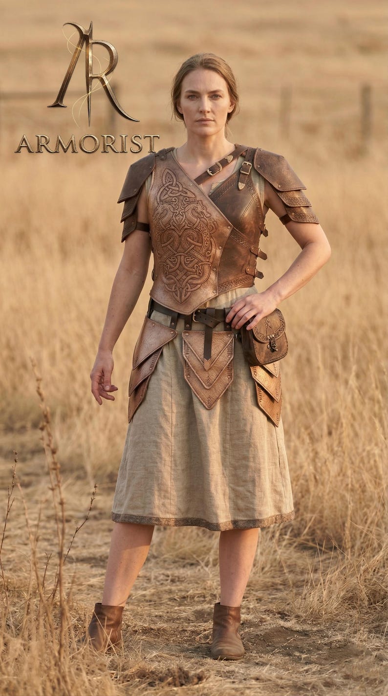 Medieval Knight Female Armor | Celtic Dragon Cuirass & Pauldrons ...