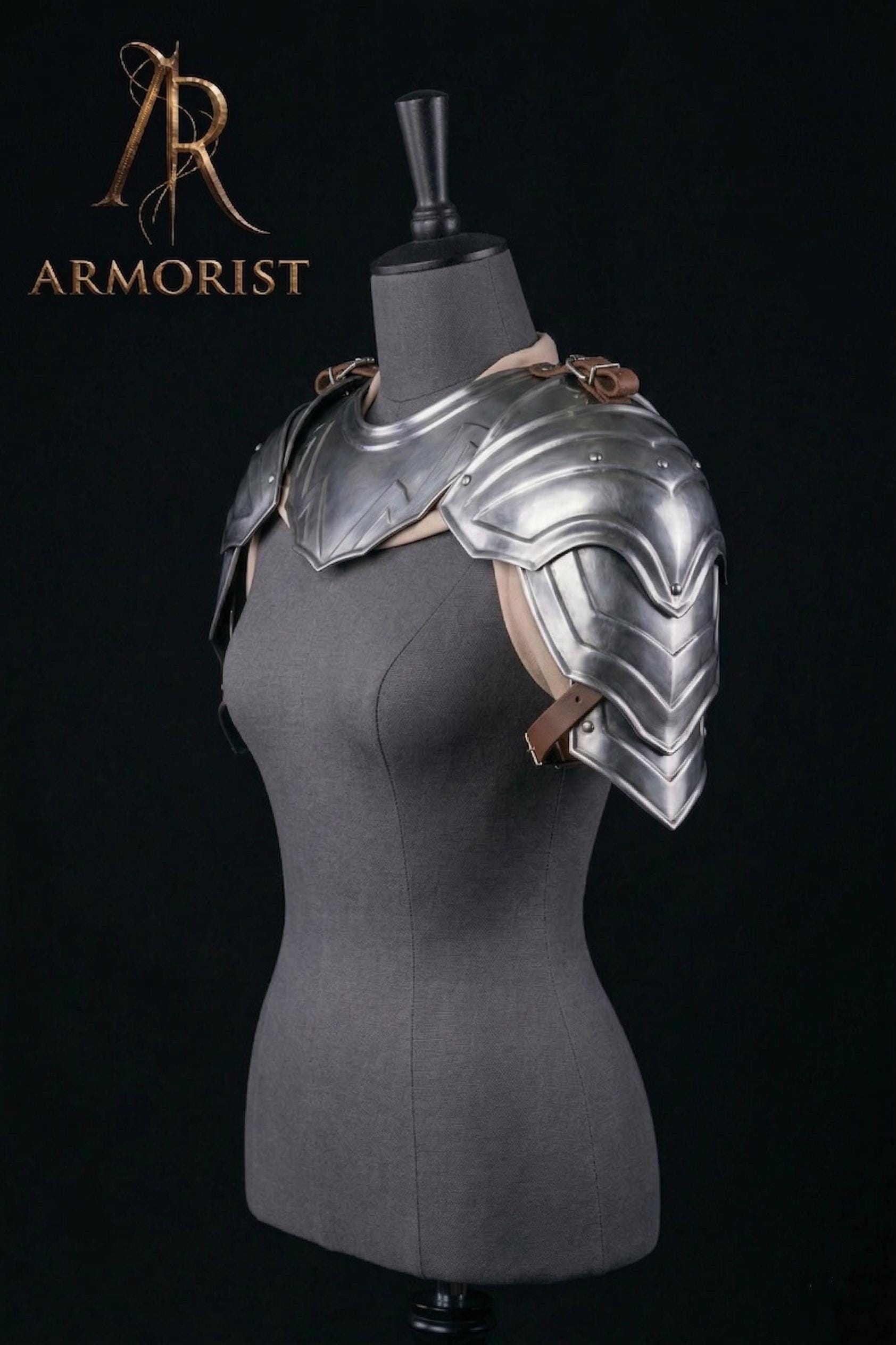 Medieval Steel Pauldrons & Gorget Set | LARP Lady Armor | Knight ...
