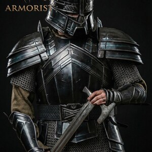 Moria Dvärg Helkroppsrustning - Dvärgstil Medeltida Riddare Rustning Cosplay & Lajv Kostym bild 3