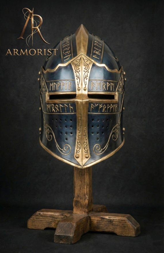 Medieval Knight Steel Barbuta Helmet Warrior Templar Great Helmet - Cosplay & Larp Costume
