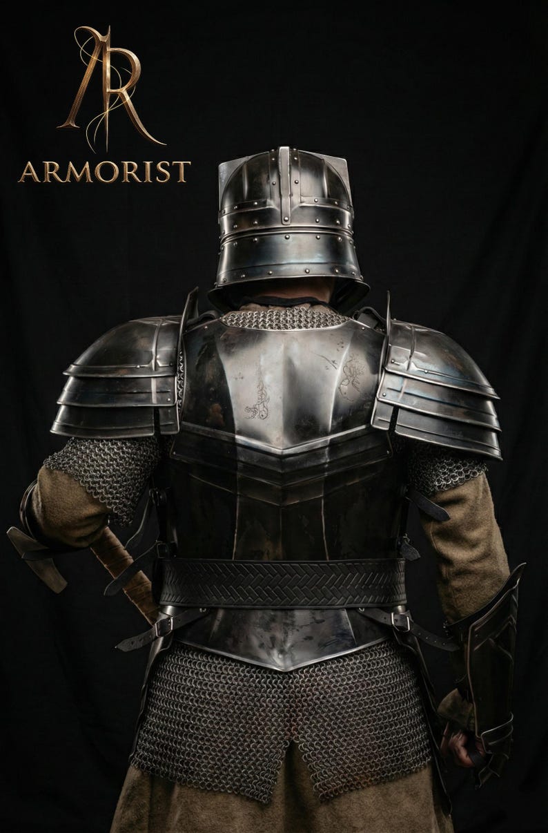Moria Dvärg Helkroppsrustning - Dvärgstil Medeltida Riddare Rustning Cosplay & Lajv Kostym bild 5