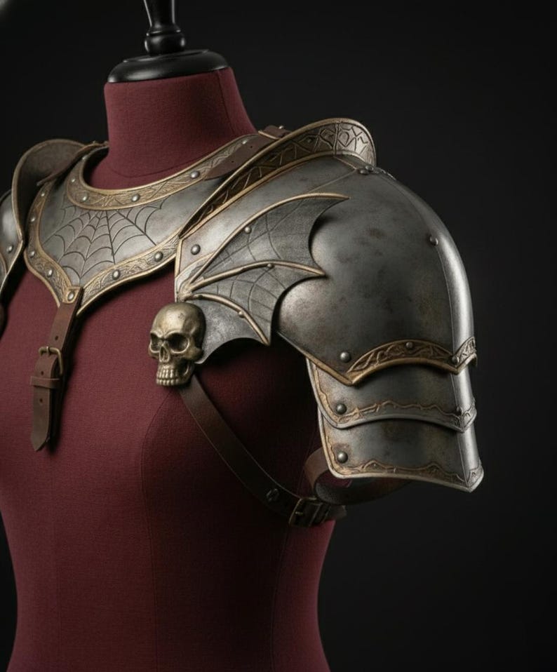 Vampire Lord Bat Wing Armor - Skull Pauldrons & Spider Web Gorget ...