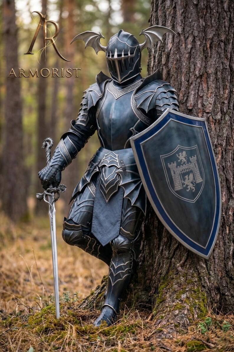 Dark Fantasy Knight Armor Full Suit | Gothic Black Plate Armor With ...