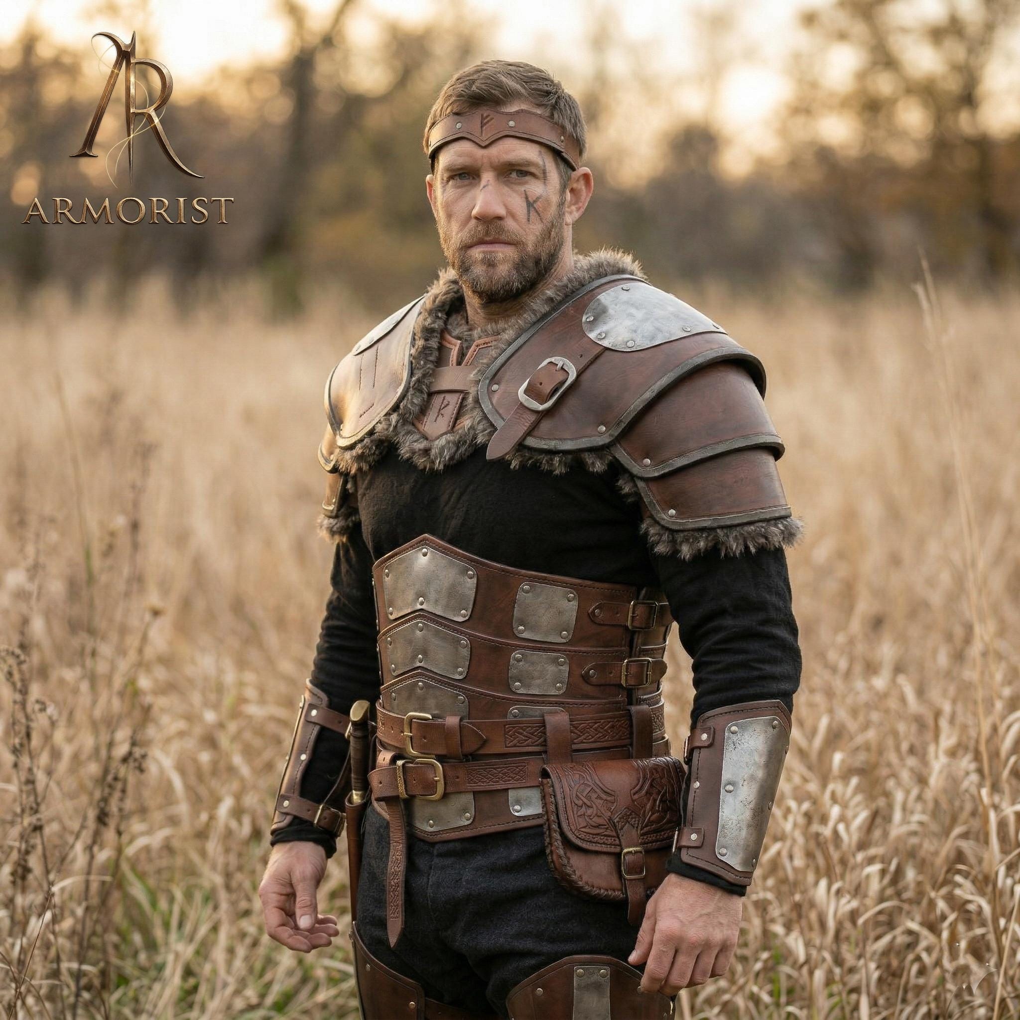 Viking Leather Armor Set | LARP Fantasy Warrior Costume | Medieval ...