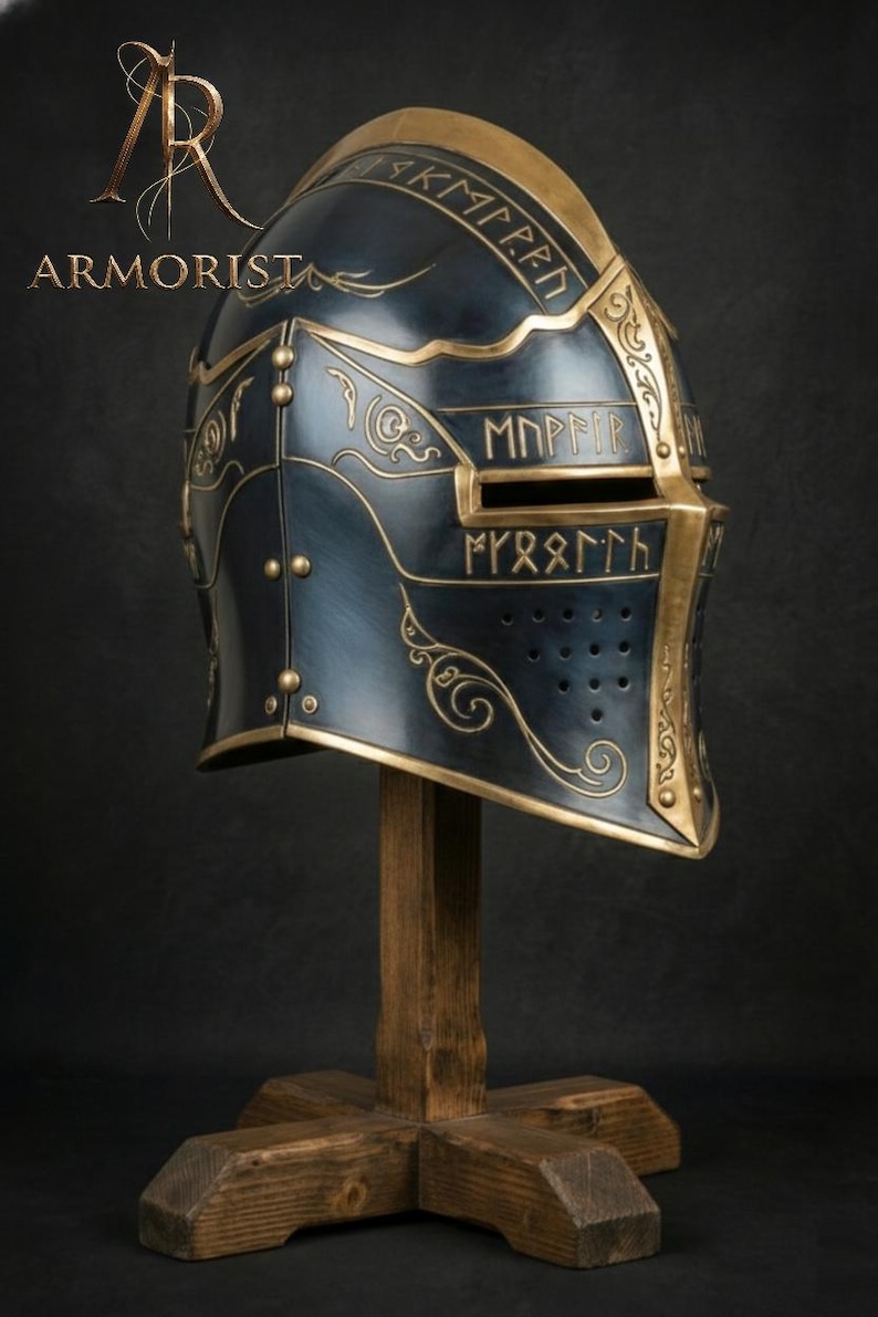 Mittelalterlicher Ritter Barbuta Stahlhelm Stahlkrieger Templar Großer Helm - Cosplay & Larp Kostüm Bild 2