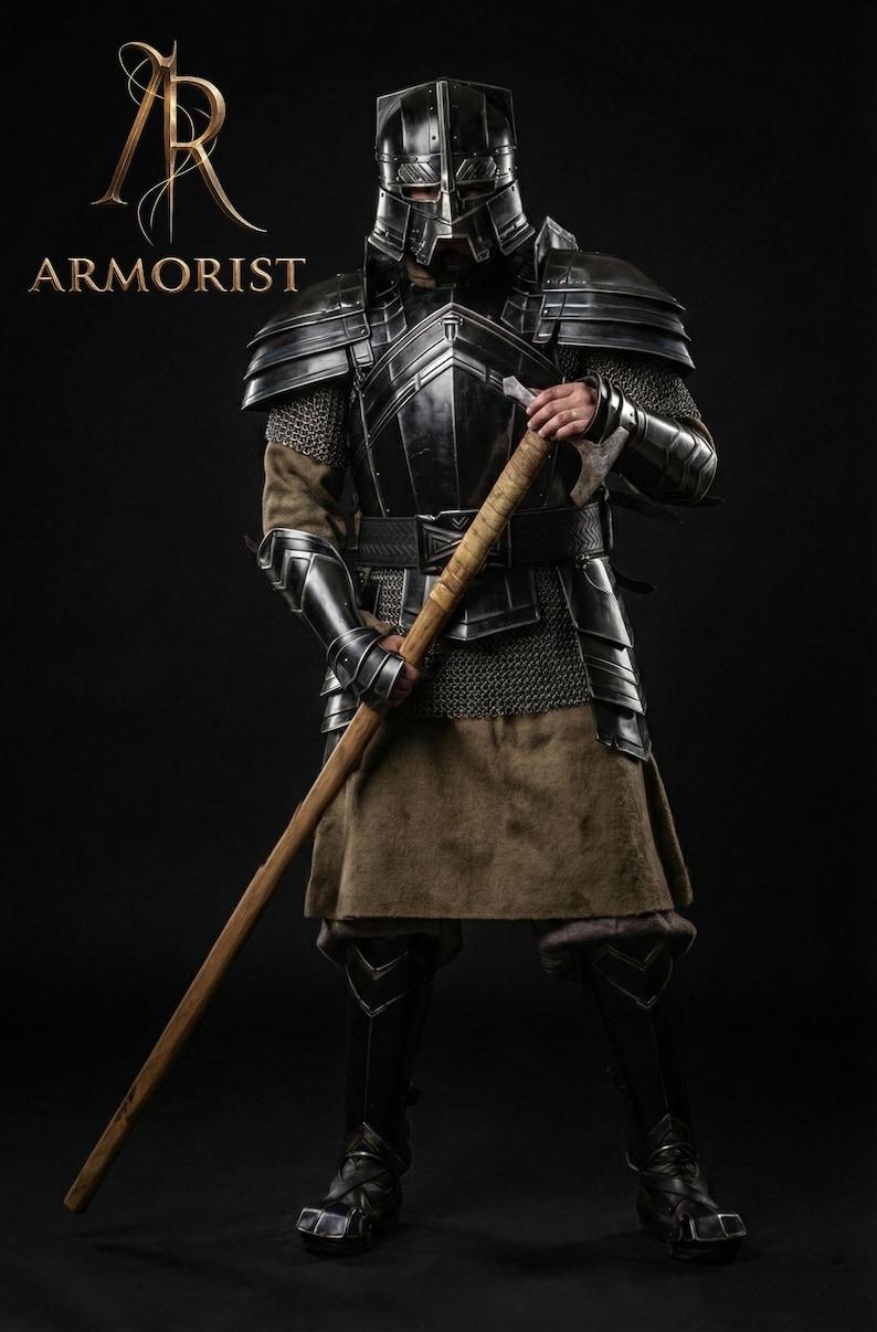 Moria Dvärg Helkroppsrustning - Dvärgstil Medeltida Riddare Rustning Cosplay & Lajv Kostym bild 1