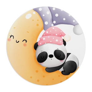 Sleeping Panda on Moon mouse pad | Cute Kawaii Nursery Desk Mat