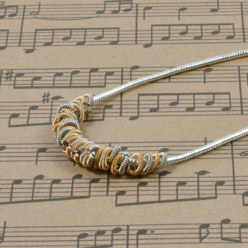 Staccato Guitar String Necklace Twotone Etsy