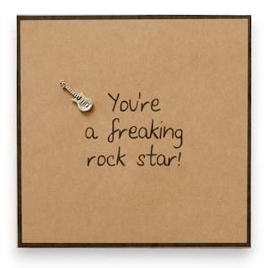 Freaking Rock Star Embellished Guitar Greeting Card
