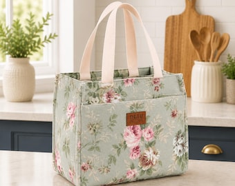 Embroidered Insulated Lunchbox Bag - Floral Cooler Bag