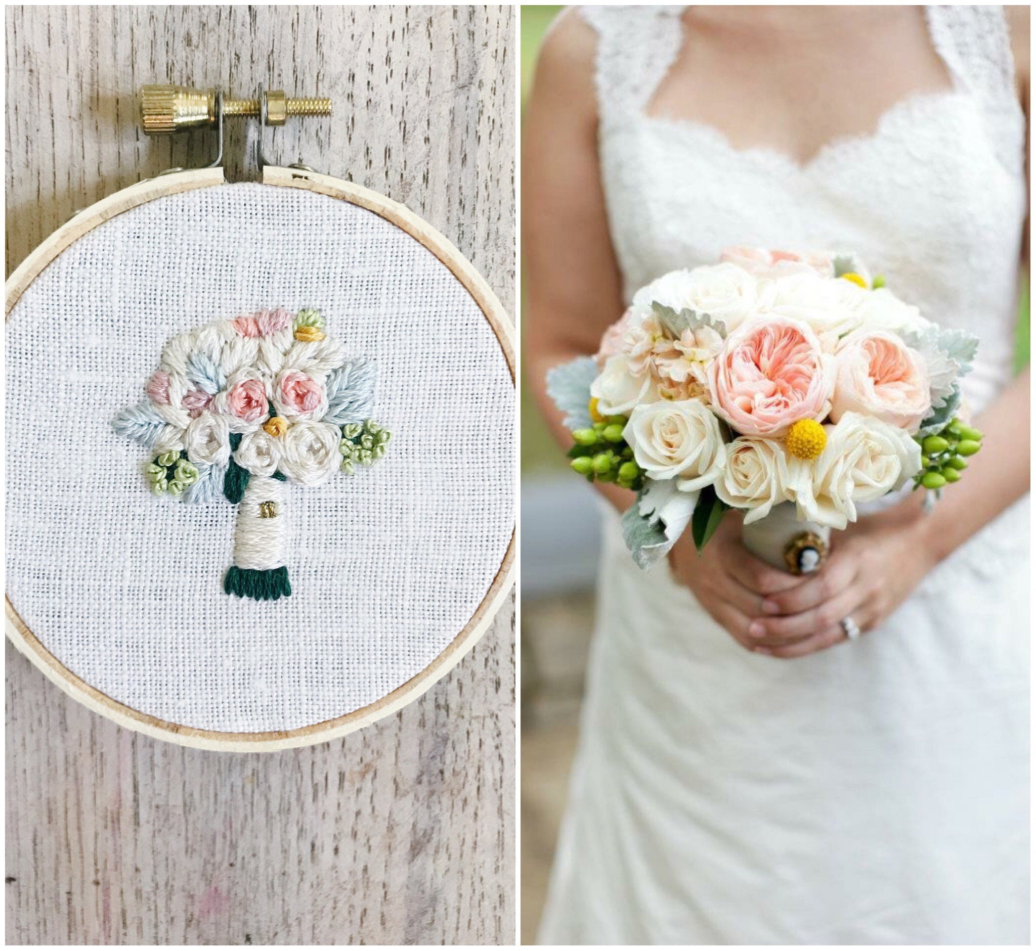 Custom Bridal Bouquet Embroidery Wedding Gift Etsy
