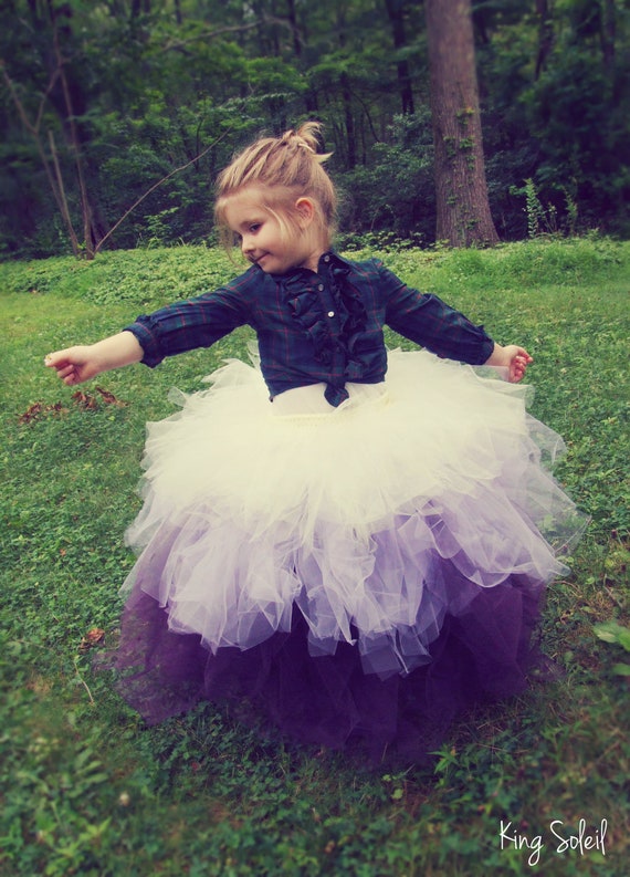 Items similar to Flower Girl Tutu Skirt Ombre Purple Lavender Ivory