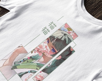 Cherry Blossom Cat Girl T-Shirt – Japanese Anime