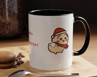Chiikawa Usagi Christmas Vibes Accent Coffee Mug | Holiday Meme Phrase