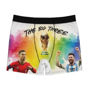 The Big Three World Cup Trophy Boxer Briefs | Soccer Ronaldo Messi image 1