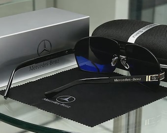 new Mercedes Benz Navigator Sunglasses Mens Polarized UV400 Protection Black Gold Frame Driving Sunglasses Luxury Eyewear Gift.