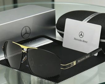 Mercedes-Benz Navigator Sunglasses: Polarized UV400 Protection, Gold Frame Driving Eyewear