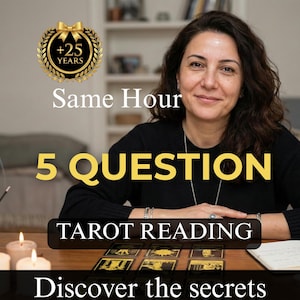 Tarotläsning med 5 frågor i samma timme, noggrann psykisk kärlekskarriärinsikt, snabb framtidsprognos, detaljerade ärliga svar, medelstora råd